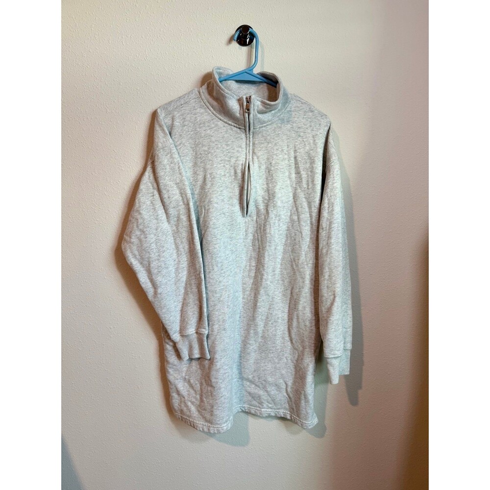 Abercrombie & Fitch Soft A&F Max Essentials 1/4 Zip Heather Gray Sweater Dress